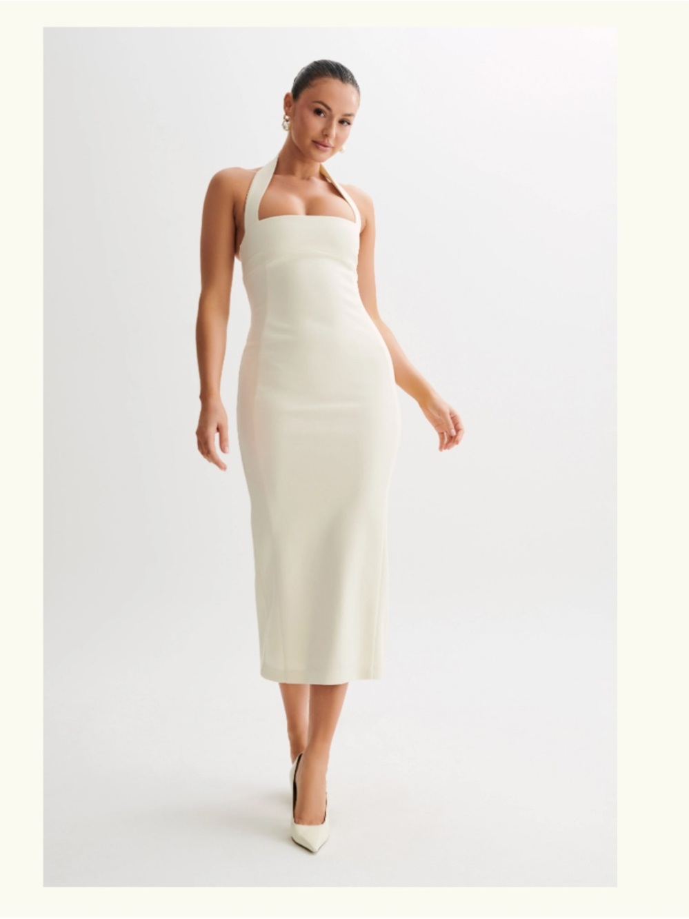 Meshki Amelita Halter Midi Dress in Ivory